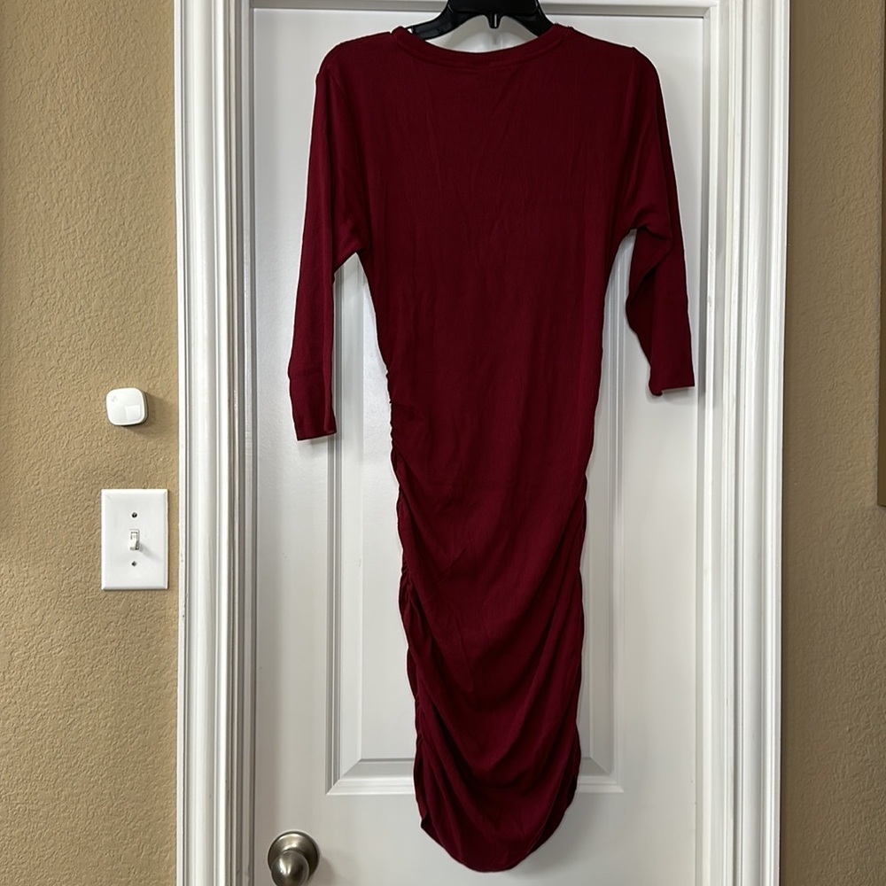 Bobi Los Angeles Burgundy‎ “Pinot” Maxi Dress w/ Side Ruching. Size Large. - Picture 4 of 7